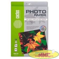 CACTUS MA423050 Фотобумага Cactus CS-MA423050 матовая, A4, 230 г/м2, 50 листов