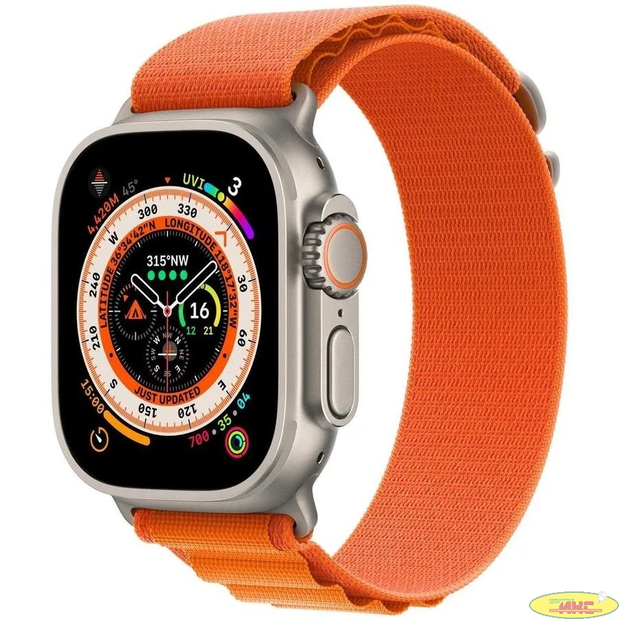 Apple Watch Ultra A2684,  49мм,  титан / оранжевый [mnhh3b/a] MNHH3B/A