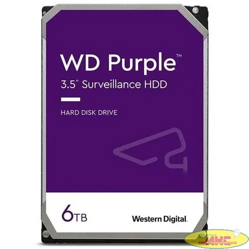 Western Digital HDD SATA  6Tb Purple WD64PURZ, IntelliPower, 256MB buffer (DV-Digital Video), 1 year