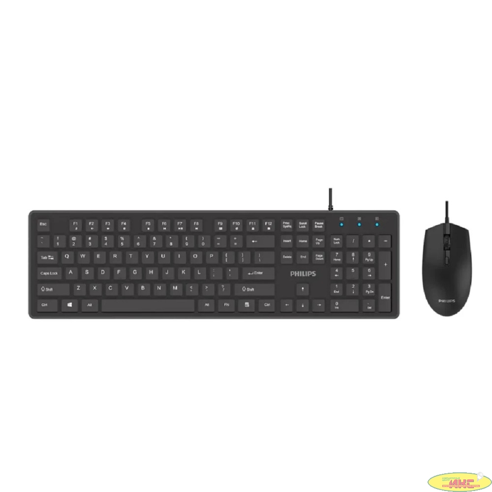 Philips Проводной Комплект  SPT6264, USB 2.0 104 клав/3 кнопки, 800-2400dpi, русская заводская раскладка, чёрный