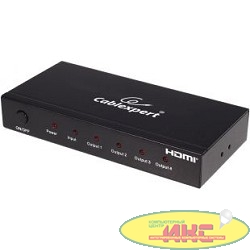 Gembird DSP-4PH4-02 Разветвитель HDMI Cablexpert, HD19F/4x19F, 1 компьютер => 4 монитора, Full-HD, 3D, 1.4v