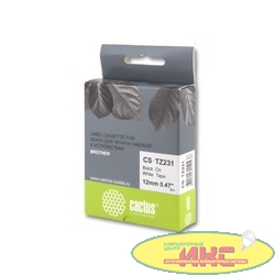 Cactus TZ-231 Лента CACTUS (CS-TZ231) для печати наклеек в устройствах brother P-touch 1010/1280/1280VP/2700VP, черный на белом, 12мм х 8м
