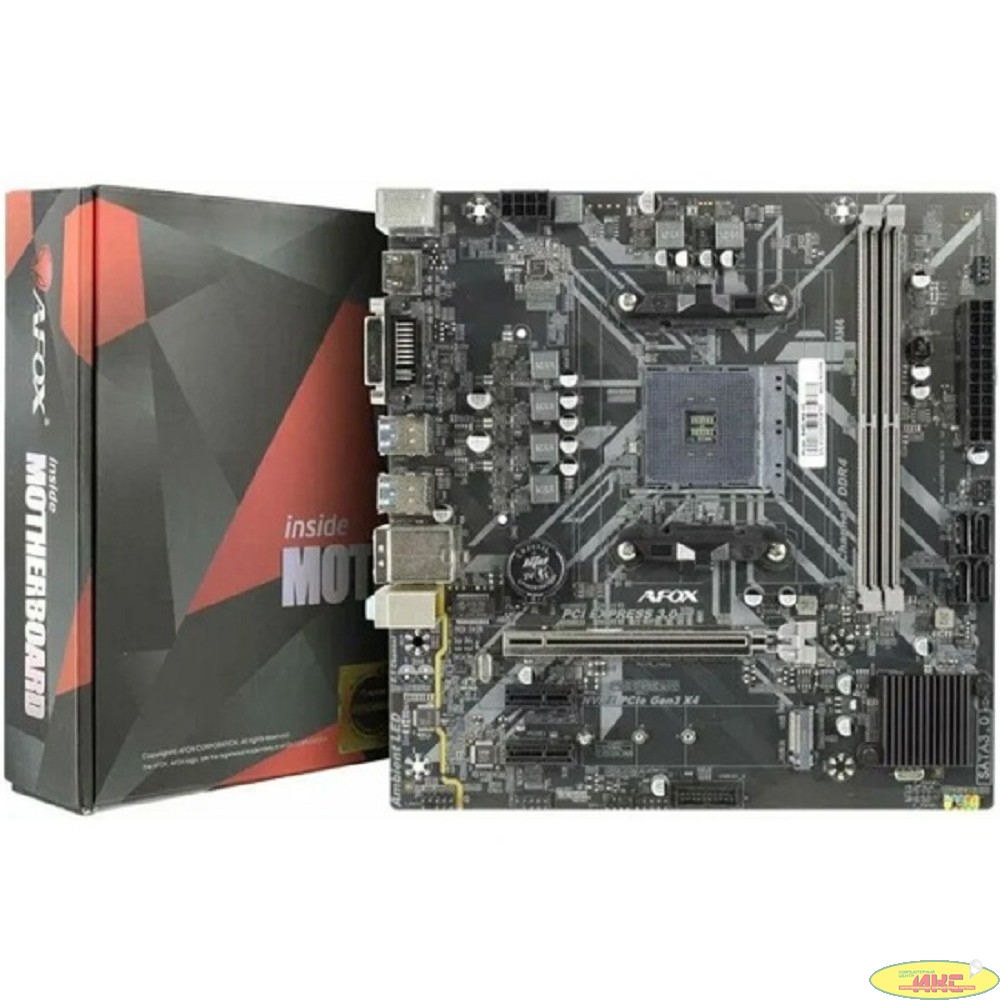 AFOX B450D4-MA5-V2 (Socket AM4, mATX, 2*DDR4(32Gb), VGA+ HDMI, 4*SATA3, 1*M.2, 1*PCIEx16/1*PCIEx1, 2*USB 2.0, 2*USB 3.0,  2 x PS/2, LAN 1*1G) RTL