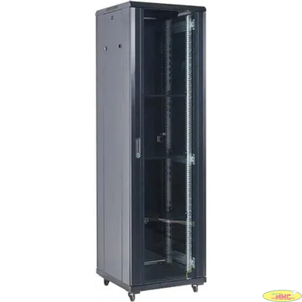 Шкаф коммутационный Rexant (04-4266-212) напольный 42U 600x600мм пер.дв.стекл металл 2 бок.пан. направл.под винты 800кг черный 230град. IP20 сталь