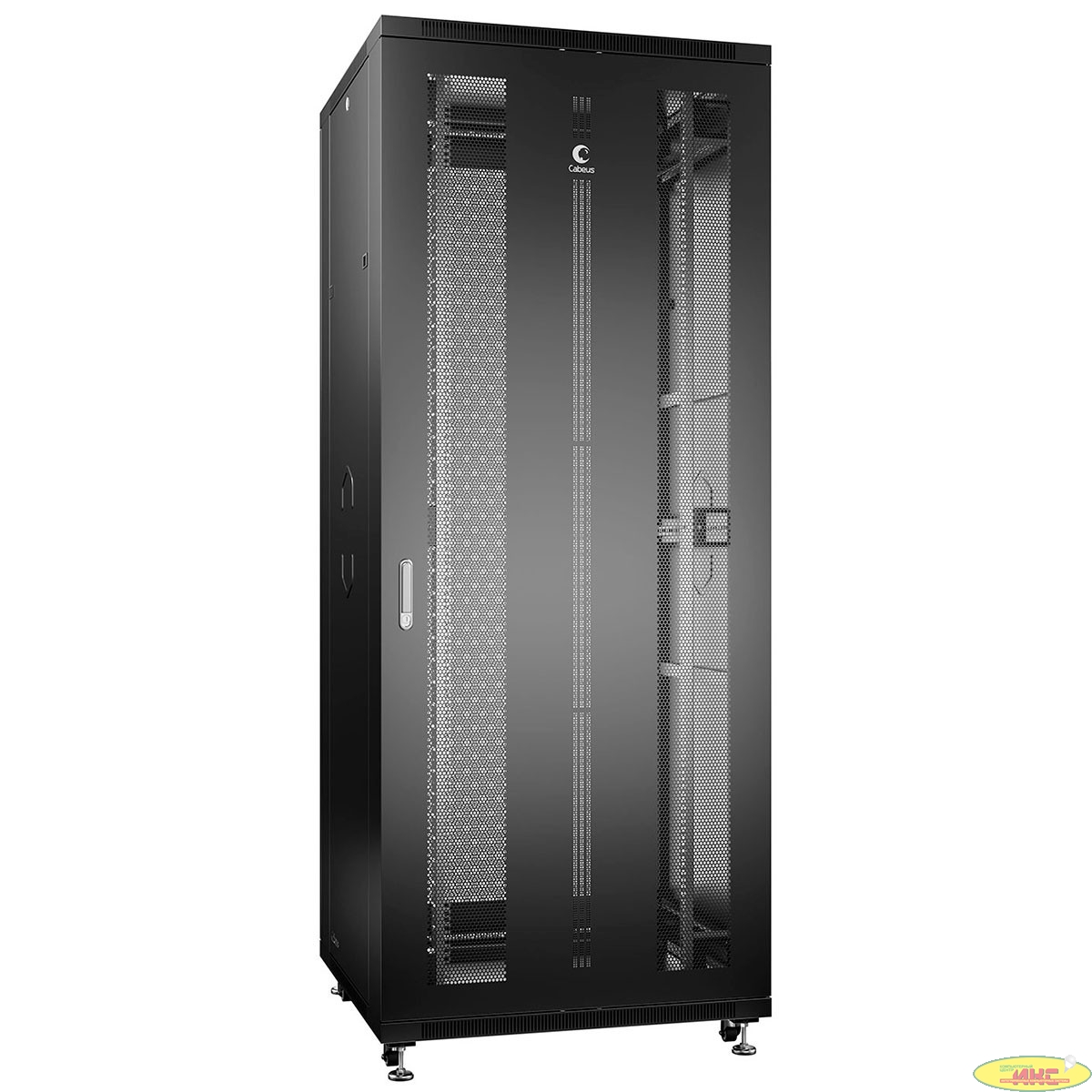 Cabeus ND-05C-42U80/100-BK Шкаф монтажный телекоммуникационный 19" напольный для распределительного и серверного оборудования 42U 800x1000x2055mm (ШхГхВ) передняя и задняя перфорированные двери, ручка