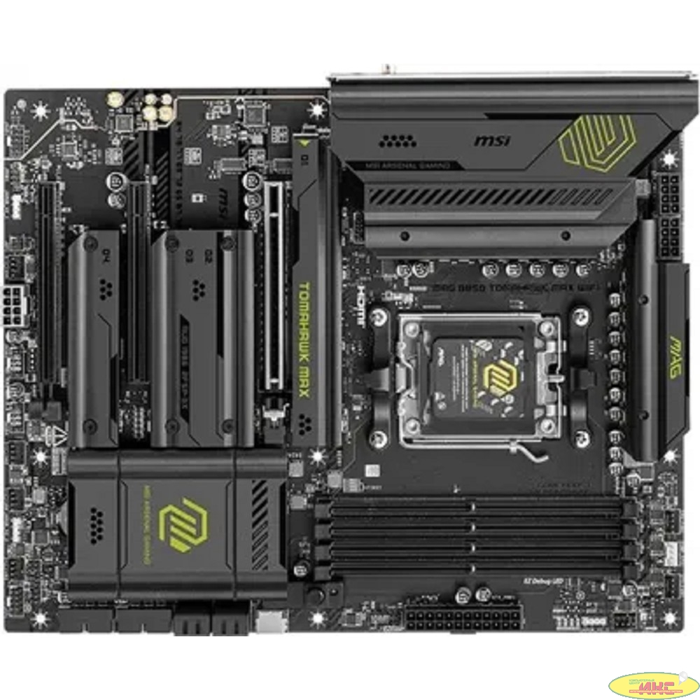 Материнская плата MSI MAG B850 TOMAHAWK MAX WIFI B850, AM5, 4*DDR5, 3*PCIEx16, 4*M.2, 4*TypeC, 2*USB3.2Gen2, 5*USB3.2Gen1, 8*USB2.0, 4*SATA3.0, 5G, HDMI, ATX, RTL