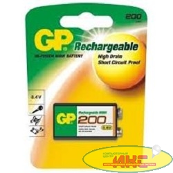 GP 20R8H 200mAh,  1 шт 9V,  200мАч (1 шт. в уп-ке) крона