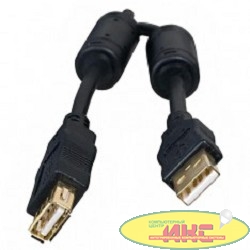 5bites UC5011-050A Проф. Кабель  USB2.0, AM/AF, зол.разъемы, ферр.кольца, 5м., черный