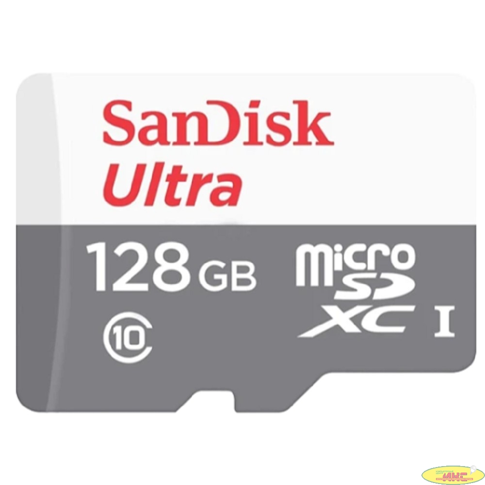 Micro SecureDigital 128GB SanDisk Ultra Class 10, UHS-I, R 100 МБ/с, <SDSQUNR-128G-GN3MN> адаптер на SD"