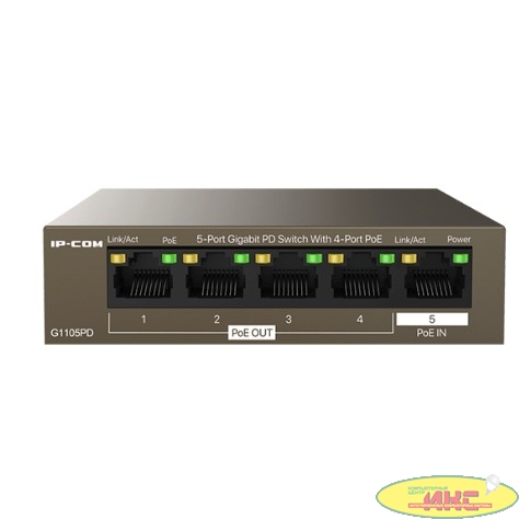 IP-COM G1105PD Коммутатор, PoE, 5*1Gbit RJ45, 1-4PoE