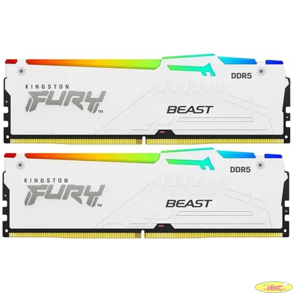 Память DDR5 2x16GB 6000MHz Kingston KF560C36BWEAK2-32 Fury Beast White Expo RGB RTL Gaming PC5-48000 CL36 DIMM 288-pin 1.35В dual rank с радиатором Ret