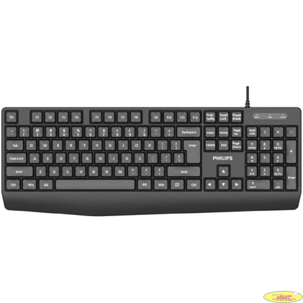 Philips Проводная Клавиатура SPK6237, USB 2.0 104 клав,  высокие кн., русская заводская раскладка, чёрный