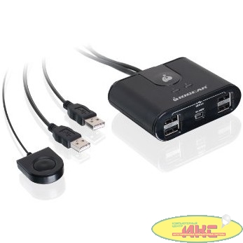 ATEN US224-(AT) Переключатель, электрон., USB, 2 User > 2 устройства + клавиатура + мышь, 2 USB A-тип > 4 USB A-тип, Male > Female, со встроен. шнурами 2х1.2м., (USB 2.0)