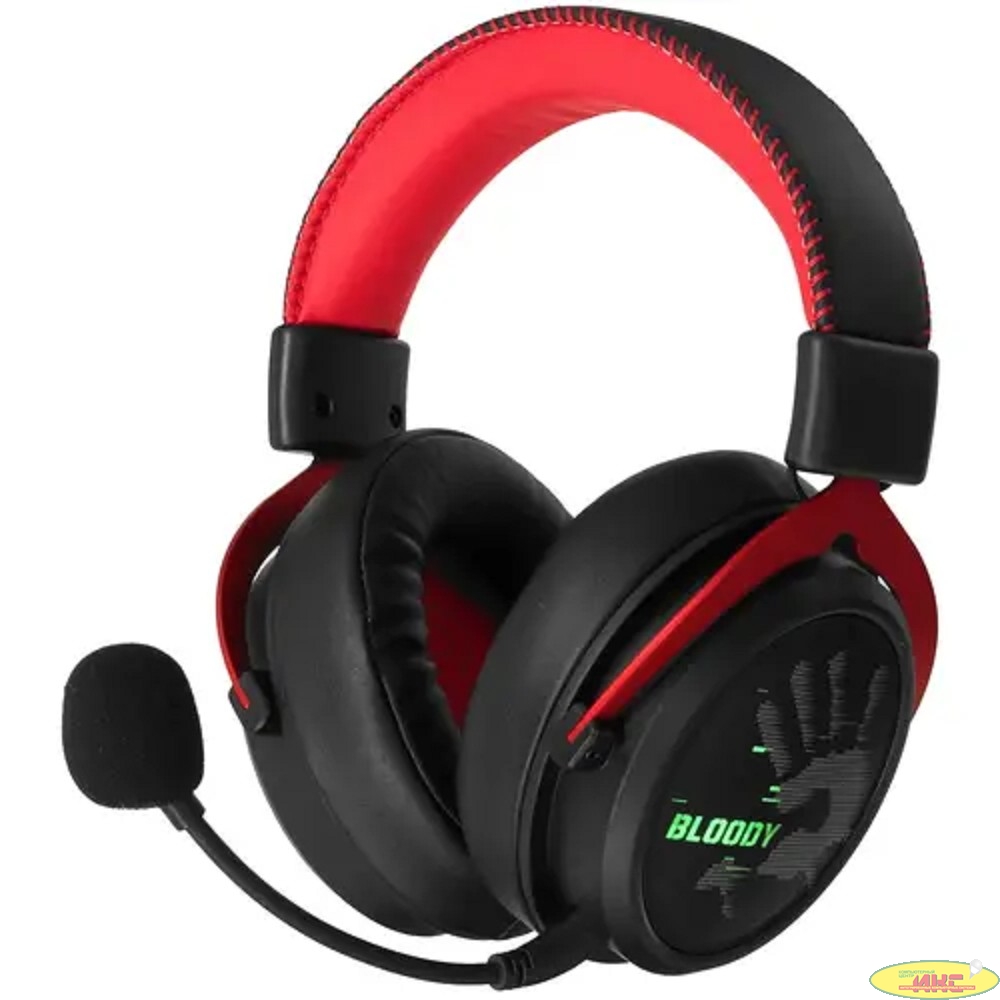 Наушники с микрофоном A4Tech Bloody MR590 Sports красный/черный 1.5м мониторные BT/Radio/3.5mm оголовье (MR590+ WIRED/SPORT RED)