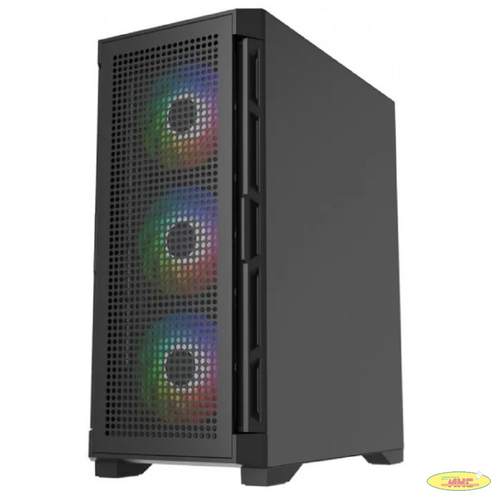 Powercase Ultimate Black, Tempered Glass, 4x 120mm ARGB fans, ARGB HUB, чёрный, ATX  (CUB-A4)