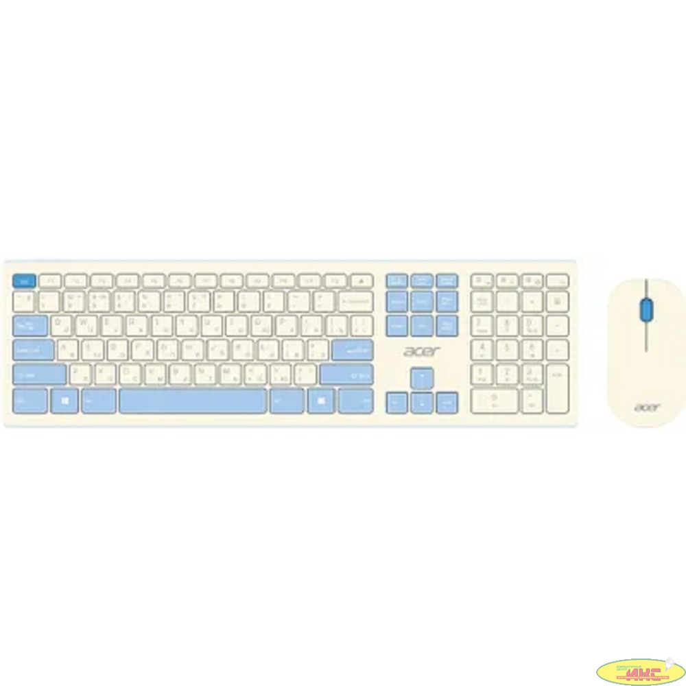 Acer OCC205 [ZL.ACCEE.00C] Комплект (клавиатура+мышь) клав:белый мышь:белый/голубой USB беспроводная slim 