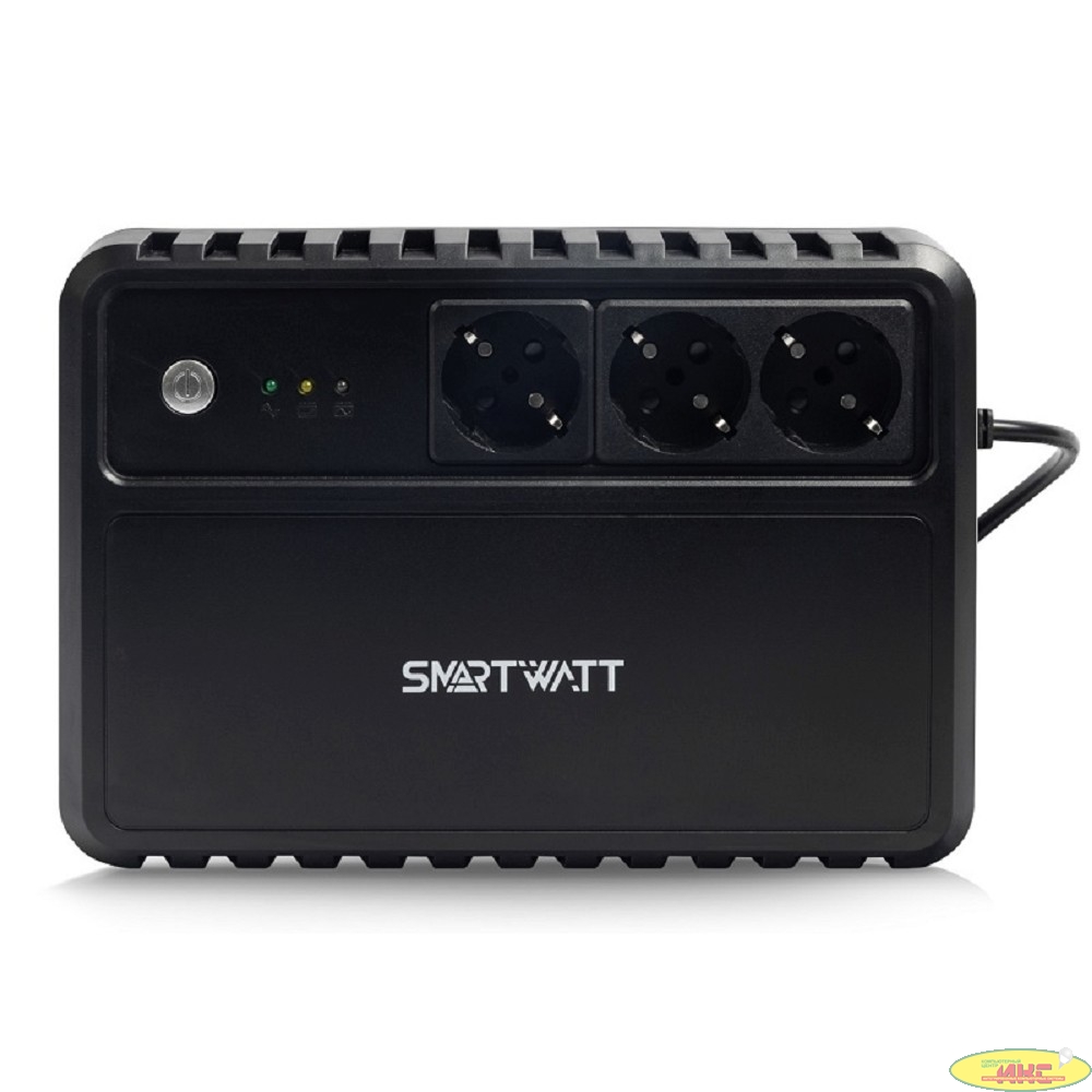 SMARTWATT UPS SAFE 1000 {линейно-интерактивный, 1000/600 ВА/Вт, напольный, LED индикация, Shuko CEE7/4 - 3 шт}