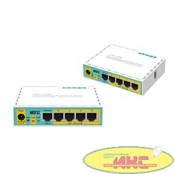 MikroTik RB750UPr2 hEX PoE lite 5-портовый 100-Мбитный маршрутизатор с поддержкой PoE на 4-х портах 5x Ethernet, раздача PoE, 650 МГц ЦП, 64 МБ 