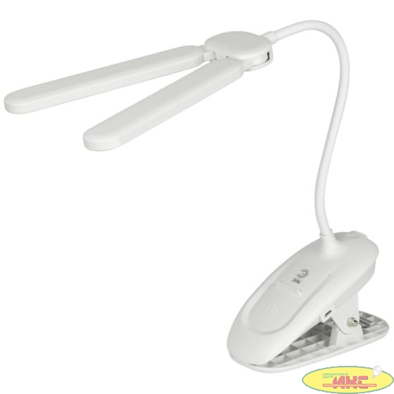 ЭРА Б0057207 Настольный светильник NLED-512-6W-W светодиодный аккумуляторный на прищепке белый 