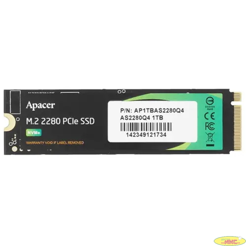 Твердотельный накопитель SSD Apacer M.2 2280 1TB AS2280Q4L Client SSD AP1TBAS2280Q4L-1 PCI-E 4.0 4x, 3600/3000, 3D NAND