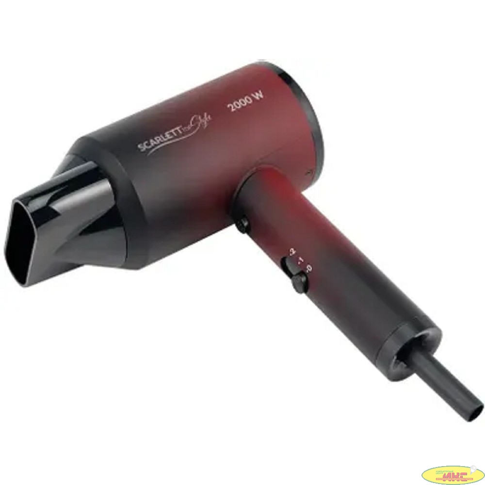 Фен SCARLETT SC-HD70I38, 2000Вт, черный с красным