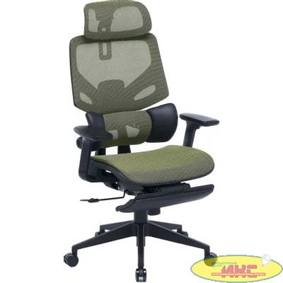 Кресло Cactus CS-CHR-MC01-LGN салатовый сет./эко.кожа с подголов. крестов. пластик подст.для ног