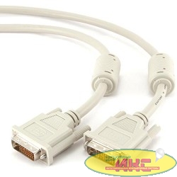 Кабель DVI-D dual link Gembird, 10м, 25M/25M, экран, феррит.кольца, пакет, белый [CC-DVI2-10M]