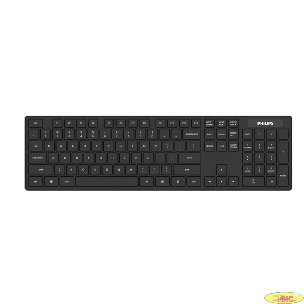 Philips Беспроводная Клавиатура SPK6103, 2,4 GHz 104 клав, русская заводская раскладка, бесшумная,  чёрный