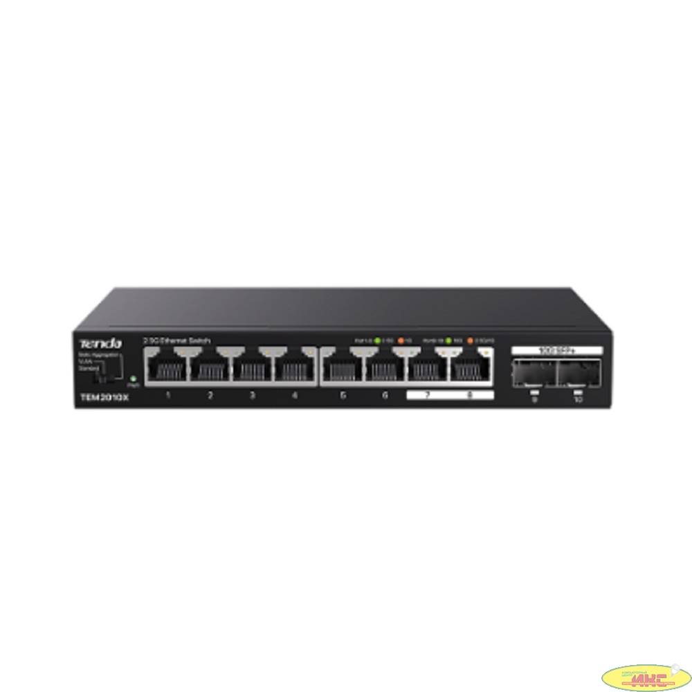 TENDA TEM2010X 8-Портовый коммутатор Ethernet 2.5G с 2 портами 10G SFP+