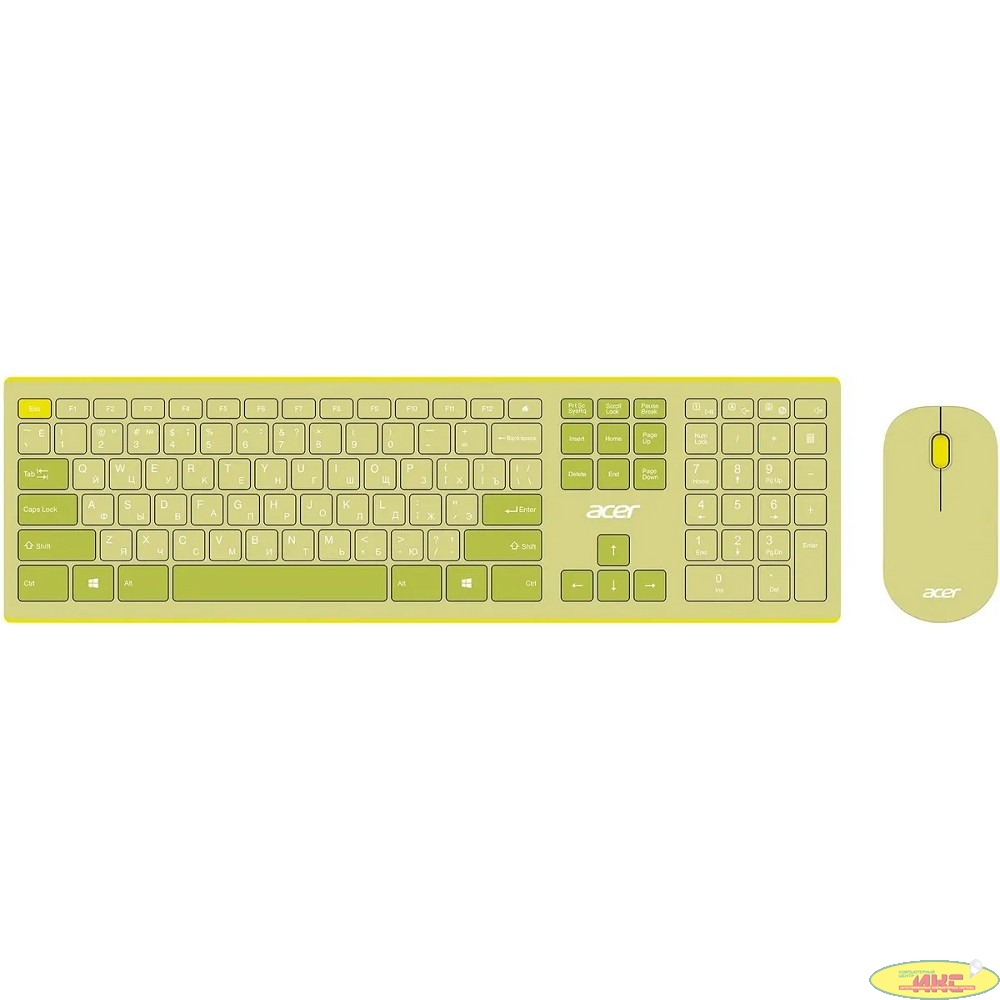 Acer OCC205 [ZL.ACCEE.00E] Комплект (клавиатура+мышь) клав:зеленый/желтый мышь:зеленый/желтый USB беспроводная slim 