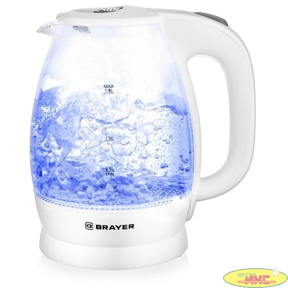 BRAYER 1013BR-WH Чайник электрический, 2200 Вт, 1,8 л, белый
