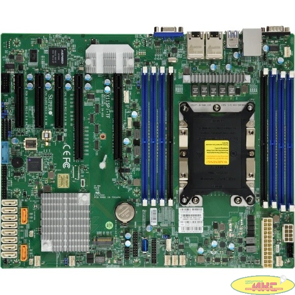 Серверная материнская плата SuperMicro MBD X11SPI TF B Xeon Single Socket S3647, 8x 288 pin DDR4 DIMM slots, 2x 10GbE LAN ports, 10x SATA3 (6Gbps) via C622, Bulk.
