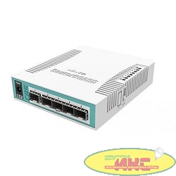 MikroTik CRS106-1C-5S Коммутатор Cloud Router Switch with QCA8511 400MHz CPU, 128MB RAM, 1x Combo port (Gigabit Ethernet or SFP), 5 x SFP