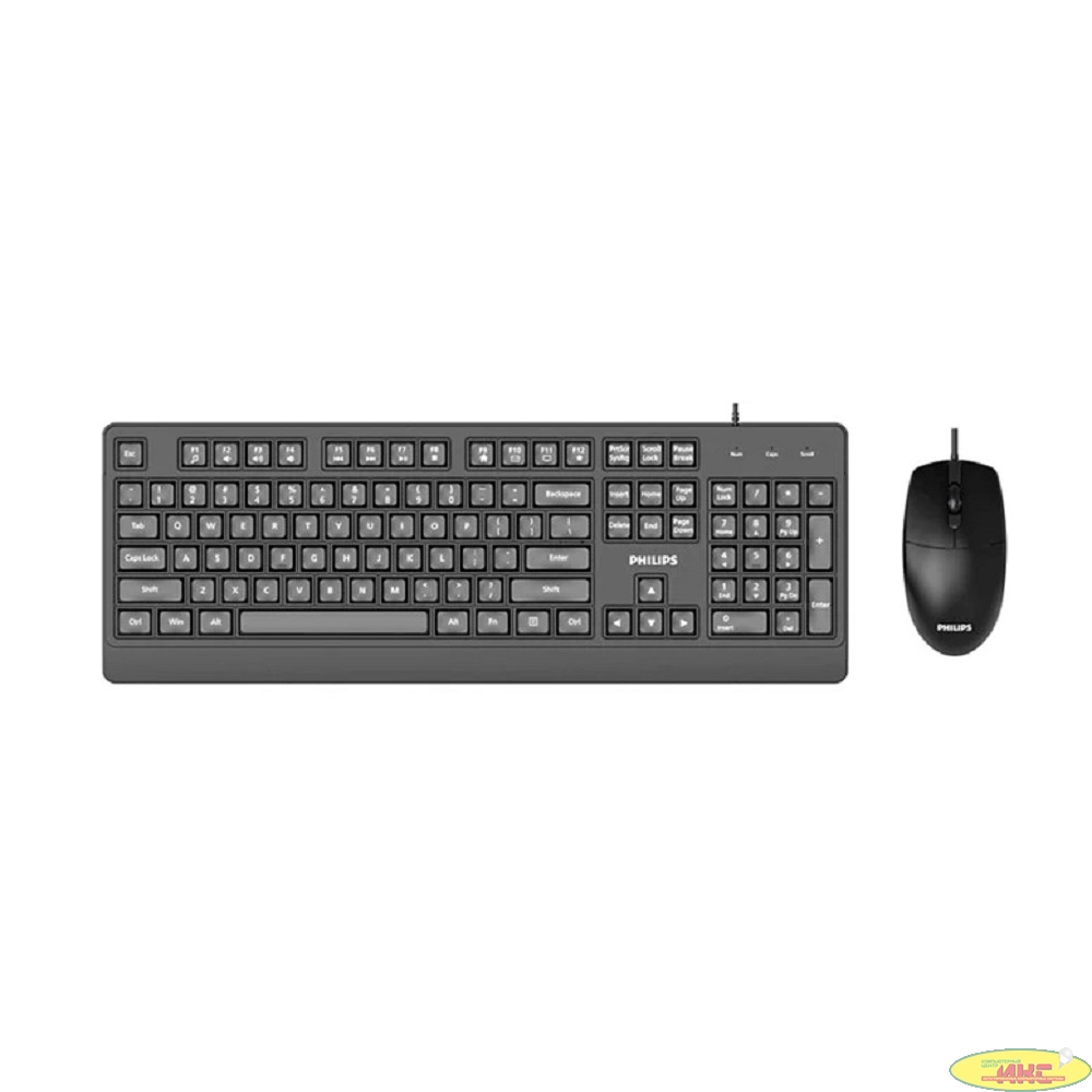 Philips Проводной Комплект  SPT6247, USB 2.0 104 клав/3 кнопки, 1600dpi, русская заводская раскладка, чёрный