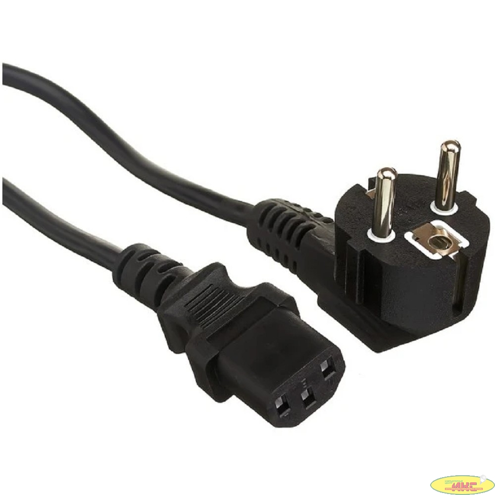 Exegate EX297780RUS Кабель питания Power PC-1P (Евровилка угловая Schuko->C13, VDE-250V-3*0.75mm2, медь, черный, 10A, 1м)