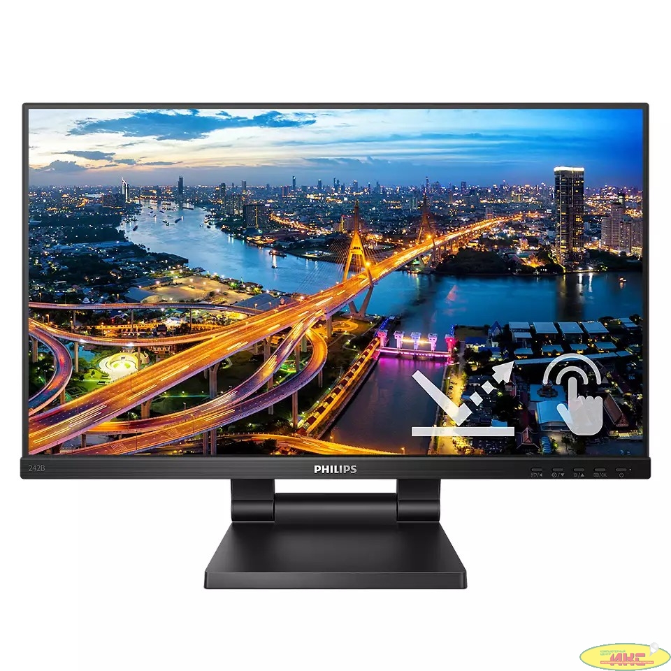 МОНИТОР 23.8" PHILIPS 242B1TC/00 Black (IPS, Multi-Touch, 1920x1080, 75Hz, 4 ms, 178°/178°, 250 cd/m, 50M:1, +HDMI 1.4,