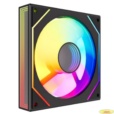 Powercase Вентилятор (M52-12 ARGB) Black 120x120x25mm (PWM, 100шт./кор, 4pin PWM (M+F)+ 3pin ARGB (M+F), 600-1800±10% об/мин) Bulk