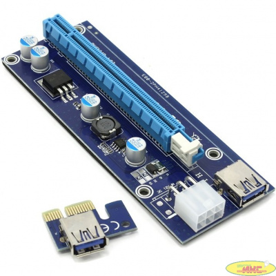 Переходник/удлинитель (Riser) PCI-Ex1 (M) -> PCI-Ex16 (F)  Espada EPCIeKit (ver009s), с питанием, 80cm (43370)