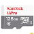 Micro SecureDigital 128GB SanDisk Ultra Class 10, UHS-I, R 100 МБ/с, <SDSQUNR-128G-GN3MN> адаптер на SD"