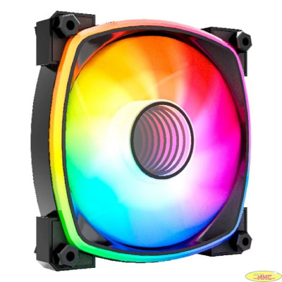 Powercase Вентилятор (M55MR-12 ARGB) Black 120x120x25mm(PWM, 100шт./кор, 4pin PWM (M+F)+ 3pin ARGB (M+F), 600-1500±10% об/мин) Bulk
