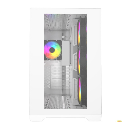 Powercase Vision White, Tempered Glass, 4х 120mm 5-color fan, белый, ATX  (CVWA-L4)