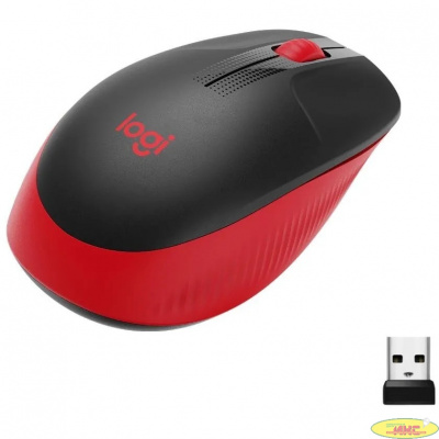 Мышь Logitech M190, оптическая, беспроводная, USB, черный и красный [910-005926]