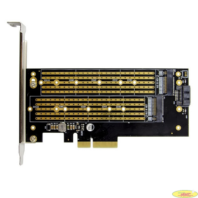 ORIENT C301E, Переходник PCI-Ex4->NGFF (M.2) M-key PCI-E SSD + SATA->NGFF (M.2) B-key SSD, тип 2230/2242/2260/2280/22110, SATA кабель и 2 планки крепления в комплекте (31129)