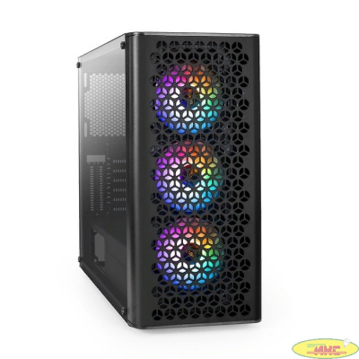 Exegate EX294965RUS Корпус Miditower ExeGate EVO-9202 (ATX, без БП, с окном, 1*USB+1*USB3.0, аудио, 3 вент. 12см с RGB подсветкой)