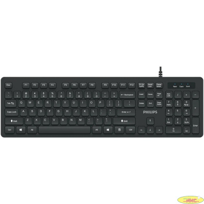 Philips Проводная Клавиатура SPK6264, USB 2.0 104 клав,  русская заводская раскладка, чёрный