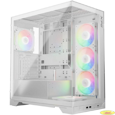 XPG INVADER X WHITE (INVADERXMT-WHCWW) Mid-Tower Gaming ATX PC Case with Panoramic View, Tempered Glass Panels, and RGB Lighting Black
