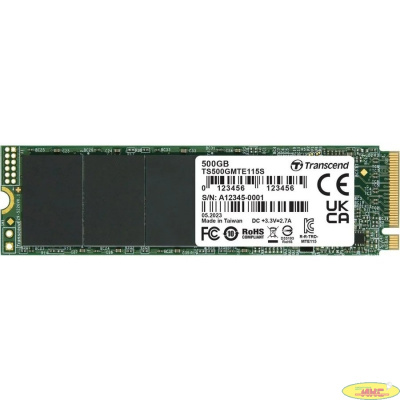 Накопитель SSD Transcend PCI-E 3.0 x4 500Gb TS500GMTE115S 115S M.2 2280 0.2 DWPD