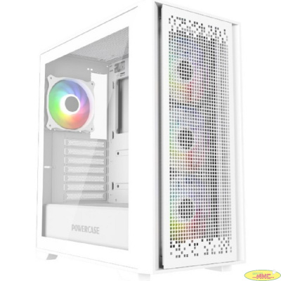 Powercase ByteFlow White, Tempered Glass, 4x 120mm ARGB fans, ARGB HUB, белый, ATX (CBFW-A4)