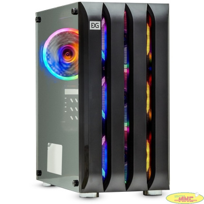 Exegate EX294476RUS Корпус Minitower  Mistery R3-NPX400 (mATX, БП 400NPX с вент. 12 см, 2*USB+1*USB3.0, аудио, черный, 4 вент. 12см с RGB подсветкой, боковая панель - закаленное стекло)